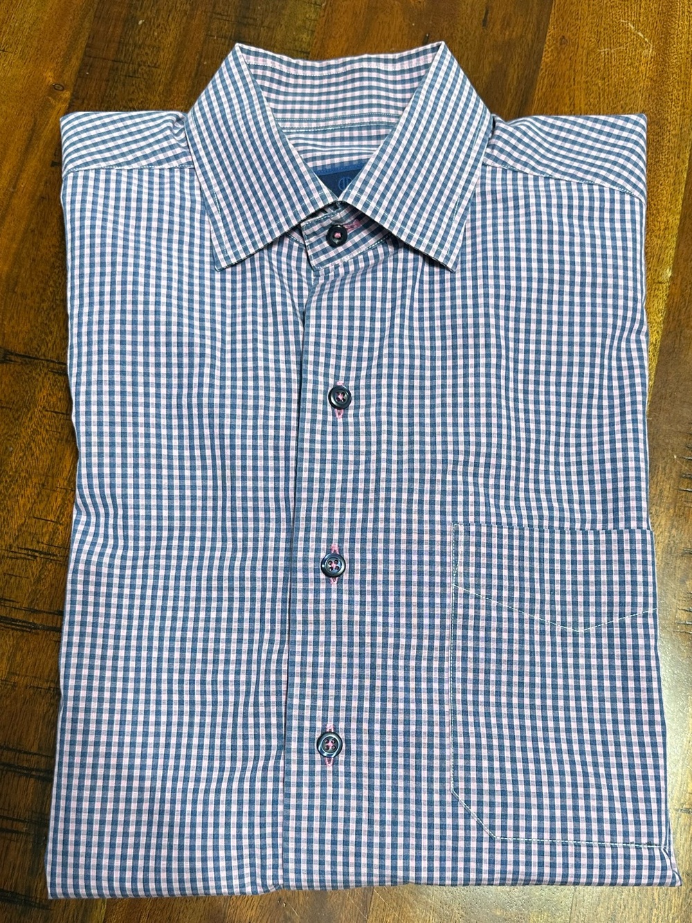 David Donahue Purple and Grey Check Dress Shirt